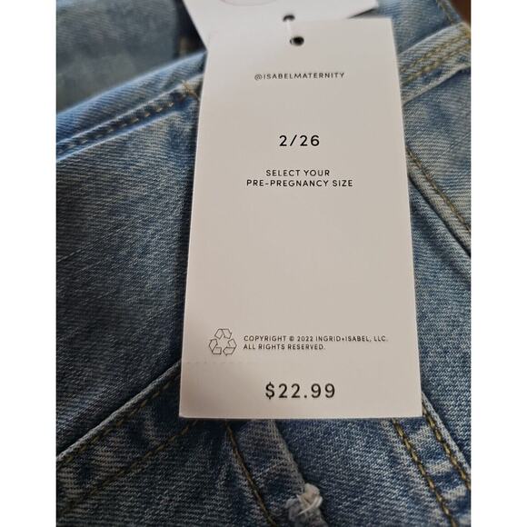 Under Belly Midi Maternity Jean Shorts Isabel Maternity by Ingrid & Isabel Sz 2 - Picture 4 of 4